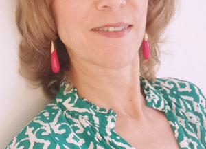 www.visiteprivee-deco.fr boucles d'oreilles femme gouttes pierres agates framboise, made in France.