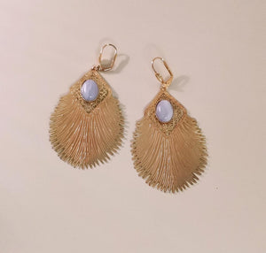 www.visiteprivee-deco.fr boucles d'oreilles femme calcédoines bleues claires, made in France.