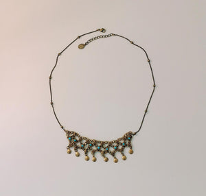 www.visiteprivee-deco.fr collier bronze femme pampilles pierres verre turquoise, créateur français.