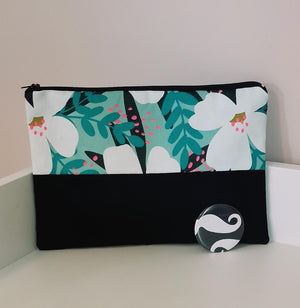 wwwvisiteprivee-deco.fr pochette femme tissu noir et son miroir de sac, fabication française.