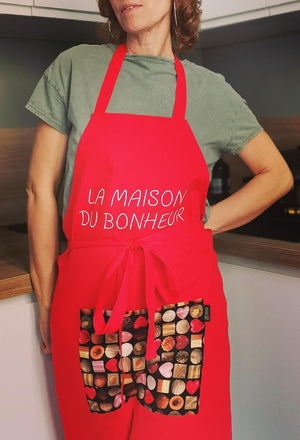 www.visiteprivee-deco.fr tablier de cuisine femme rouge, fabrication française.