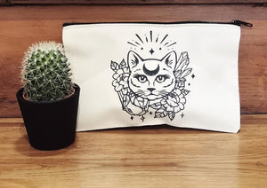 www.visiteprivee-deco.fr trousse en coton chat lune tarot, fabrication française.