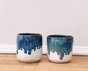 www.visiteprivee-deco.fr tasses mug en grès émaux brillants bleus pièces uniques