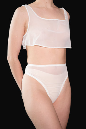 www.visiteprivee-deco.fr lingerie femme crop top en tulle blanc et string taille haute série limitée made in france